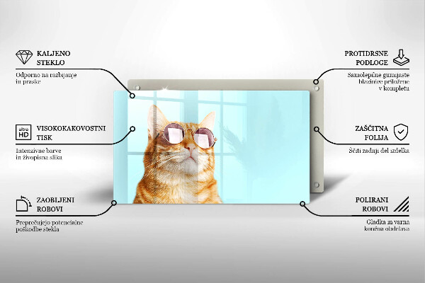 Krycia doska na sklokeramickú varnú dosku Červená mačka s okuliarmi