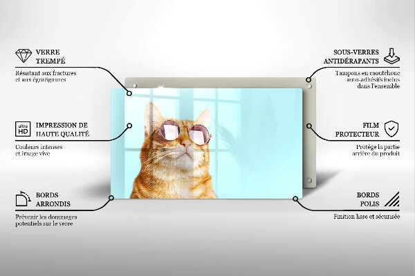 Krycia doska na sklokeramickú varnú dosku Červená mačka s okuliarmi