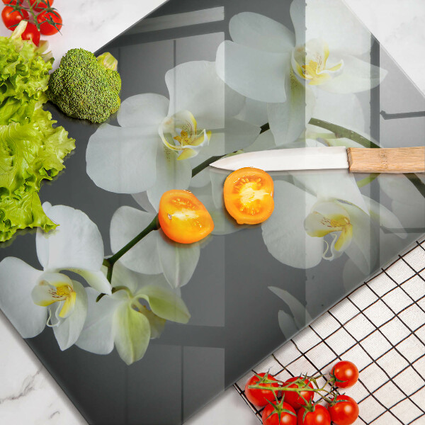 Kryt na plynový sporák Biele kvety orchideí