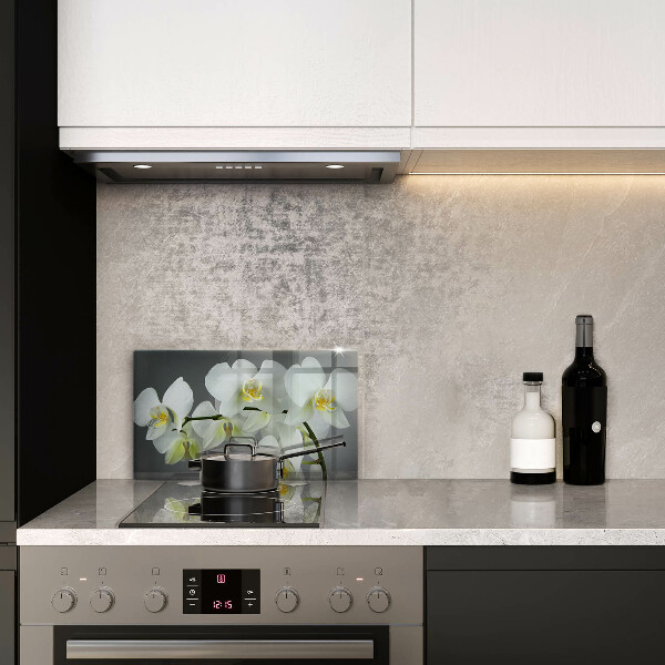 Kryt na plynový sporák Biele kvety orchideí