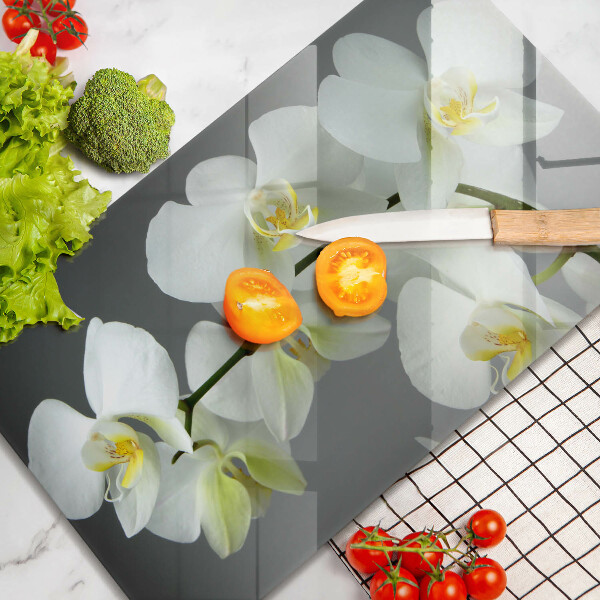 Kryt na plynový sporák Biele kvety orchideí