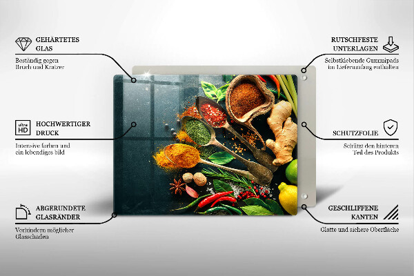 Krycia doska na sklokeramickú varnú dosku Lyžičky kuchynského korenia