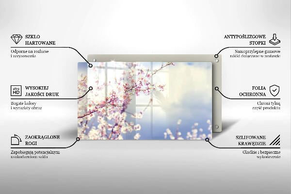 Sklenený kryt za sporák Kvitnúci strom