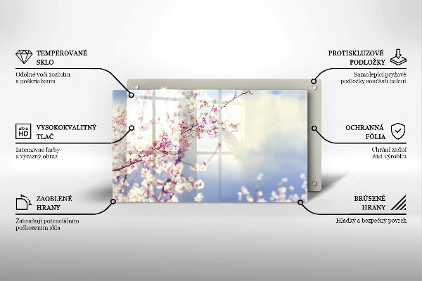 Sklenený kryt za sporák Kvitnúci strom