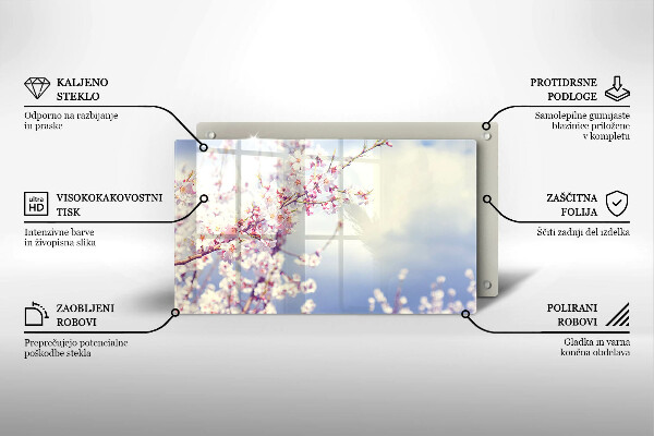 Sklenený kryt za sporák Kvitnúci strom