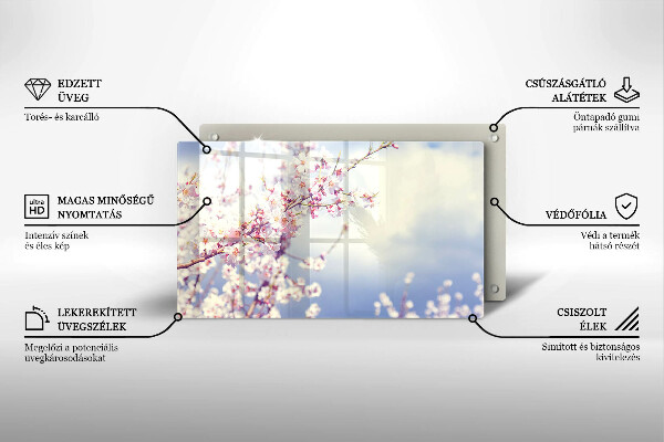 Sklenený kryt za sporák Kvitnúci strom