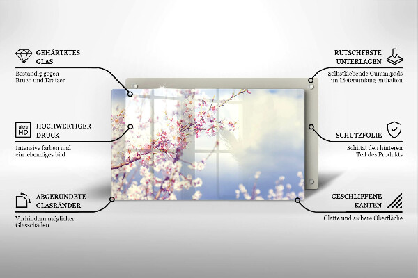 Sklenený kryt za sporák Kvitnúci strom