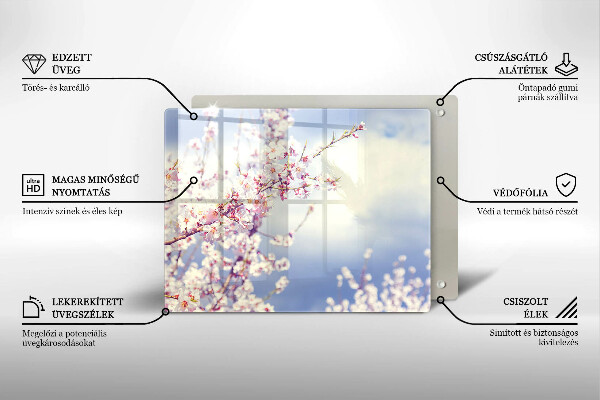 Sklenený kryt za sporák Kvitnúci strom