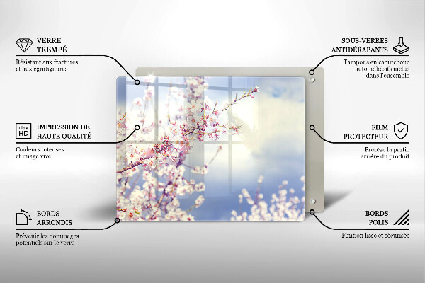 Sklenený kryt za sporák Kvitnúci strom