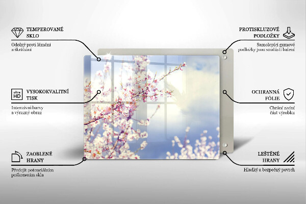 Sklenený kryt za sporák Kvitnúci strom