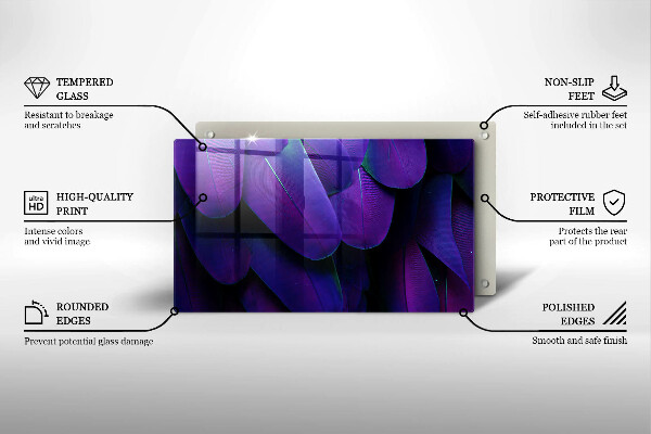 Sklenený kryt za sporák Neónové pierka