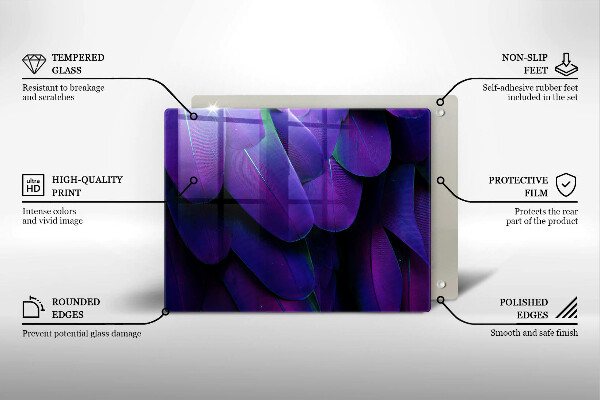 Sklenený kryt za sporák Neónové pierka