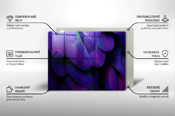 Sklenený kryt za sporák Neónové pierka