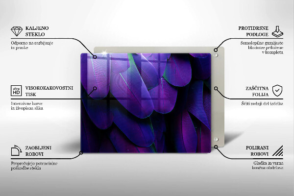 Sklenený kryt za sporák Neónové pierka