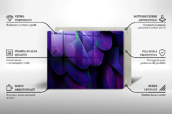 Sklenený kryt za sporák Neónové pierka