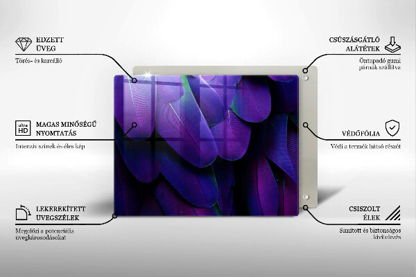 Sklenený kryt za sporák Neónové pierka