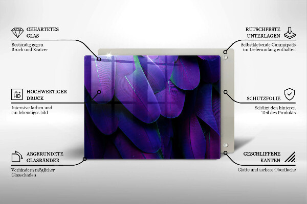 Sklenený kryt za sporák Neónové pierka