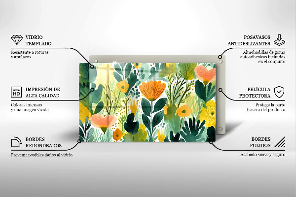 Sklenený kryt za sporák Maľované kvety