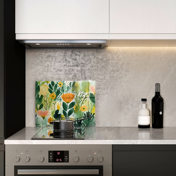 Sklenený kryt za sporák Maľované kvety