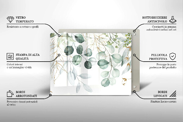 Sklenený kryt za sporák Maľované rastliny