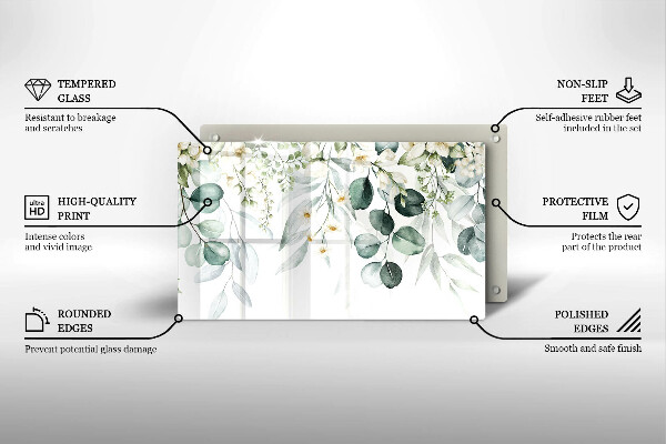 Sklenený kryt za sporák Akvarelové rastliny