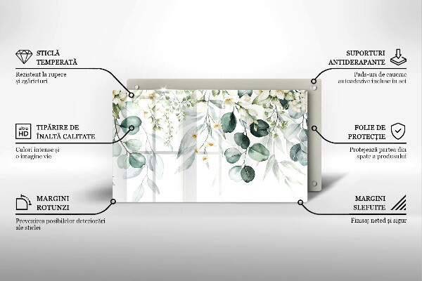 Sklenený kryt za sporák Akvarelové rastliny