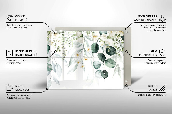 Sklenený kryt za sporák Akvarelové rastliny