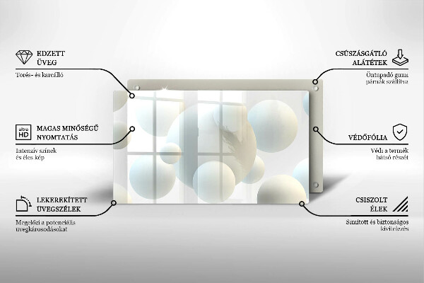 Sklenený kryt za sporák Moderné 3D lopty