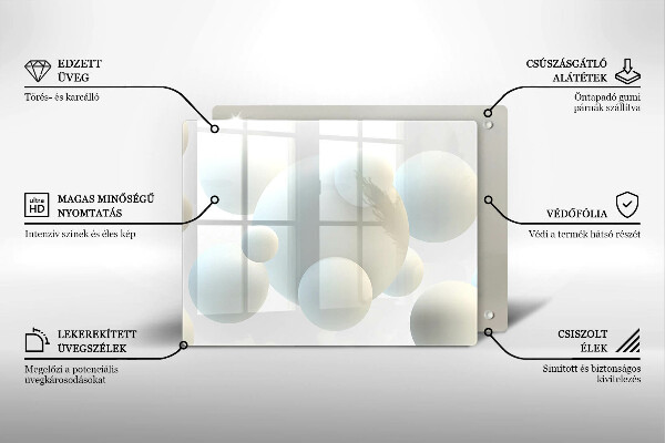 Sklenený kryt za sporák Moderné 3D lopty