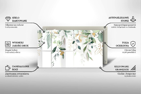 Sklenený kryt za sporák Akvarelové listy