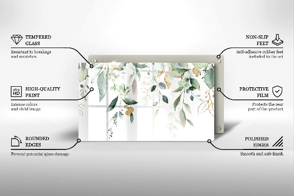 Sklenený kryt za sporák Akvarelové listy