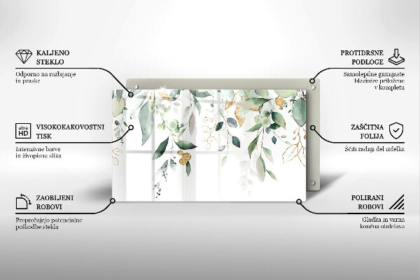 Sklenený kryt za sporák Akvarelové listy