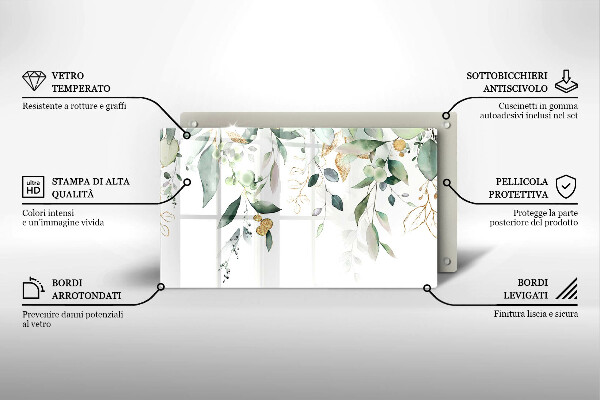 Sklenený kryt za sporák Akvarelové listy