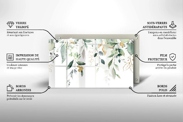 Sklenený kryt za sporák Akvarelové listy