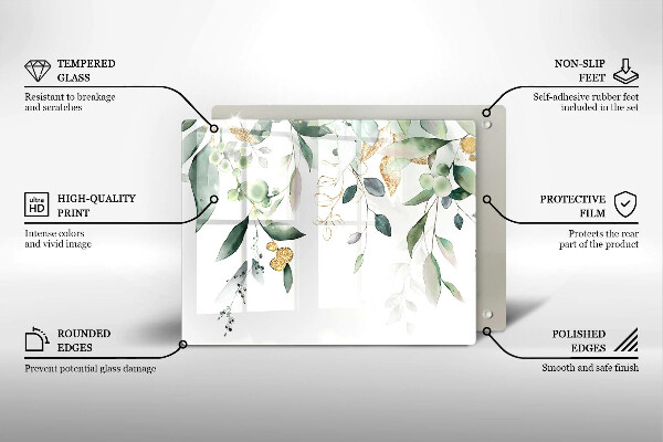 Sklenený kryt za sporák Akvarelové listy