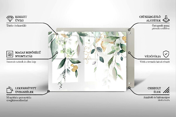 Sklenený kryt za sporák Akvarelové listy