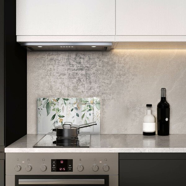 Sklenený kryt za sporák Akvarelové listy