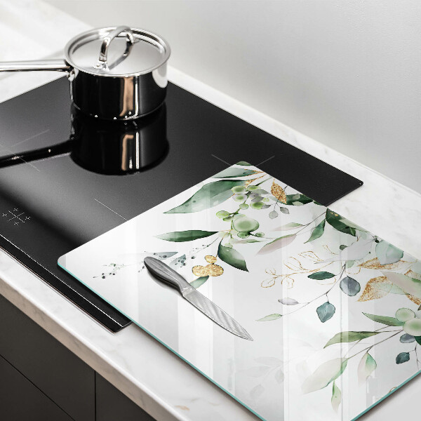 Sklenený kryt za sporák Akvarelové listy