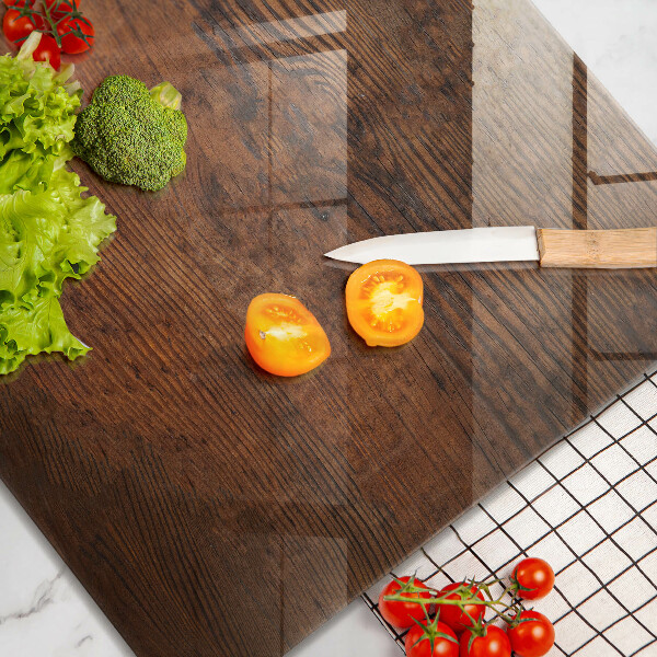 Kalené sklo za sporák Doska z tmavého dreva