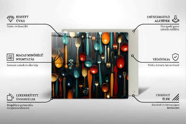 Krycia doska na sporák Farebné lyžice a vidličky