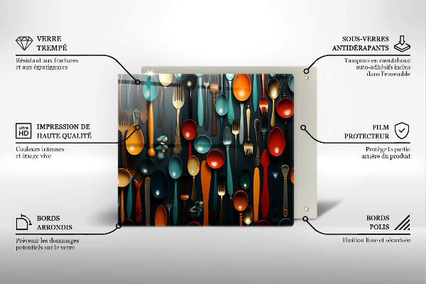 Krycia doska na sporák Farebné lyžice a vidličky