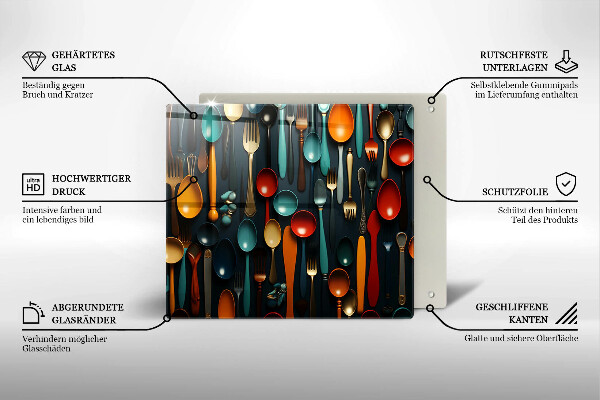 Krycia doska na sporák Farebné lyžice a vidličky