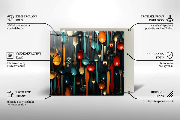 Krycia doska na sporák Farebné lyžice a vidličky