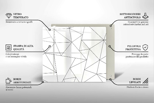 Sklo za varnú dosku Biele trojuholníky