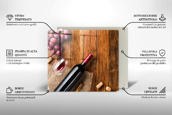 Sklenený kryt za sporák Fľaša červeného vína