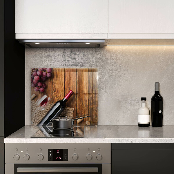 Sklenený kryt za sporák Fľaša červeného vína