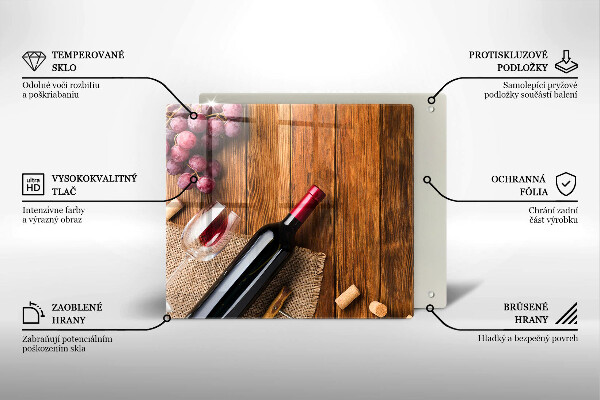 Sklenený kryt za sporák Fľaša červeného vína