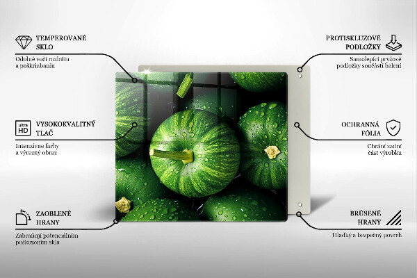 Sklenený kryt za sporák Zelené tekvice