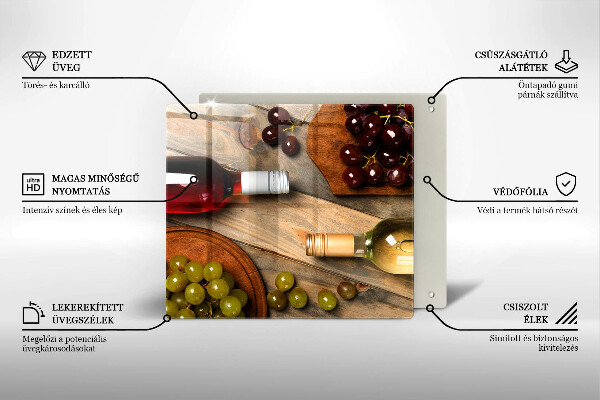 Sklenený kryt za sporák Fľaše na víno a hrozno