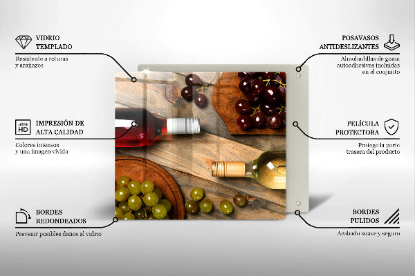 Sklenený kryt za sporák Fľaše na víno a hrozno